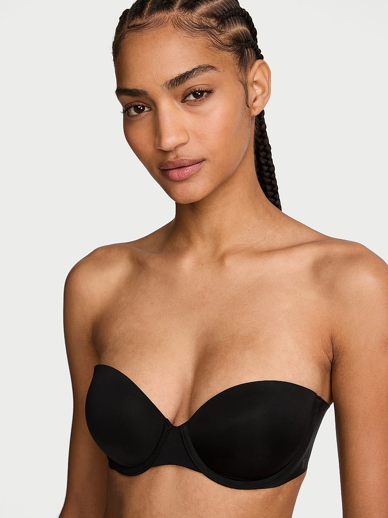 Victoria's Secret, Invisible by Victoria’s Secret Uplift Strapless Bra, Black, onModelFront, 1 of 4 Anyeline is 5'10" or 178cm and wears 34B or Small