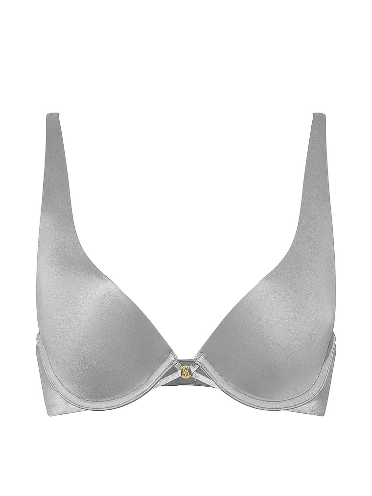Victoria's Secret, Very Sexy Rose Lace Lightly Lined Plunge Bra, Sterling, offModelFront, 3 of 3