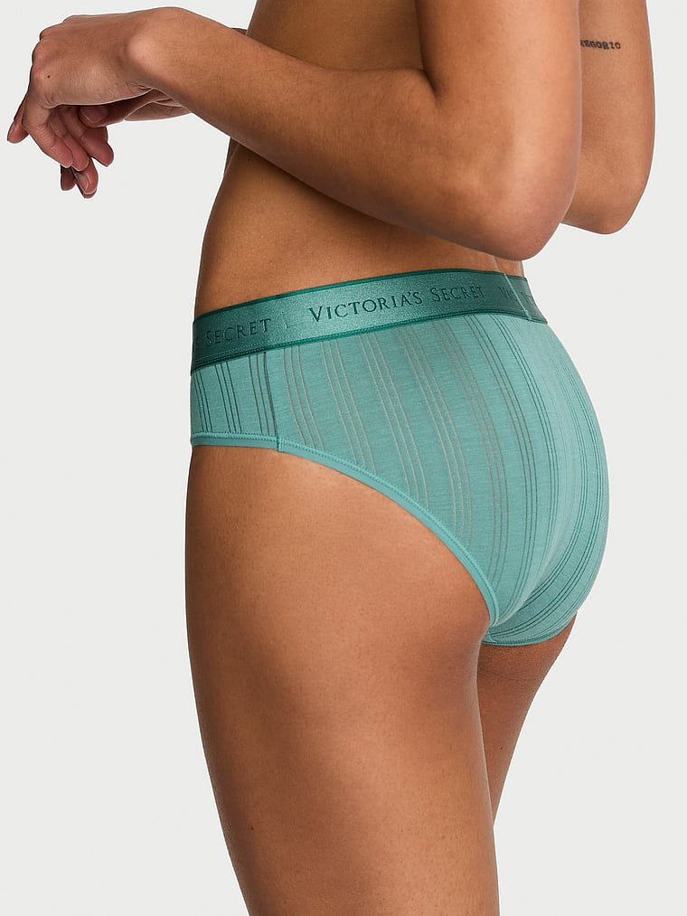 Victoria's Secret, Cotton Logo Cotton Shine Patch Hiphugger Panty, Gentle Green, onModelBack, 3 of 3 Anyeline is 5'10" and wears Small