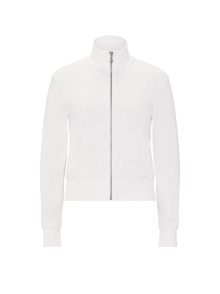Victoria's Secret, Angel Essentials Bridal Pique Knit Track Jacket, Coconut White, offModelFront, 3 of 3