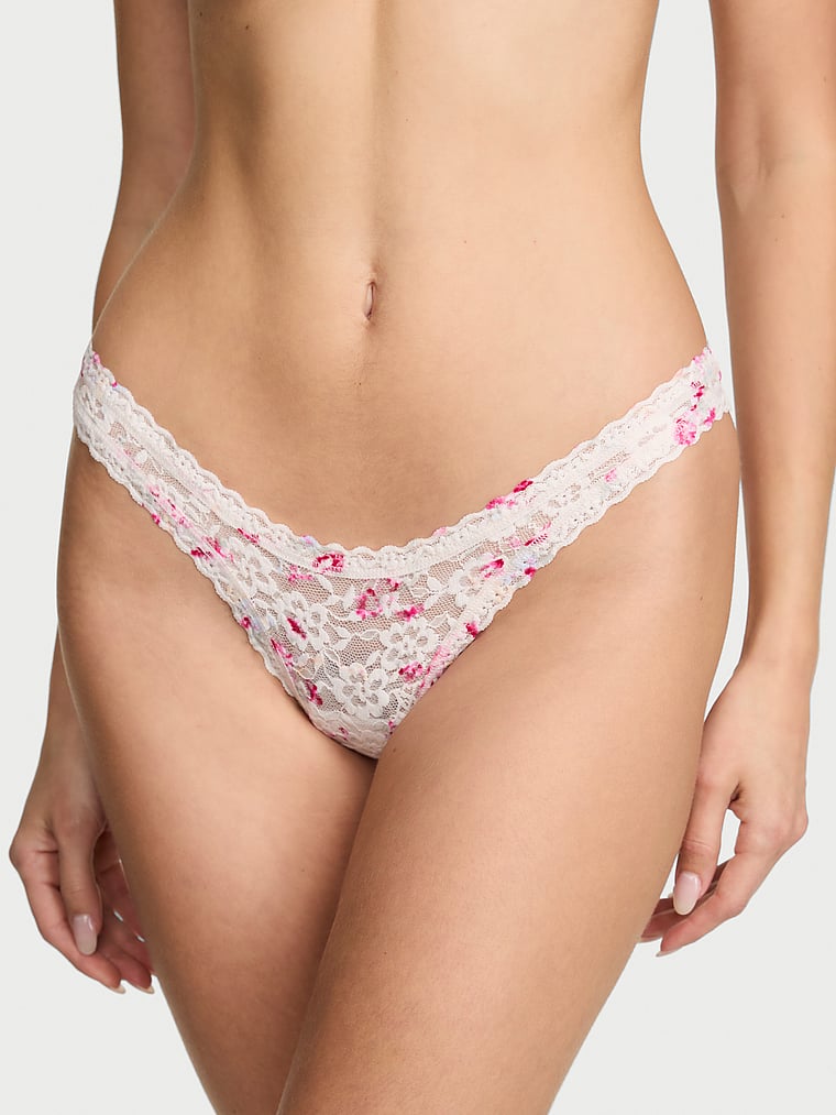 Victoria's Secret, The Lacie Lace Ultra-Mini Scoop Thong Panty, Coconut White, onModelFront, 1 of 3 Ari is 5'9" and wears Small