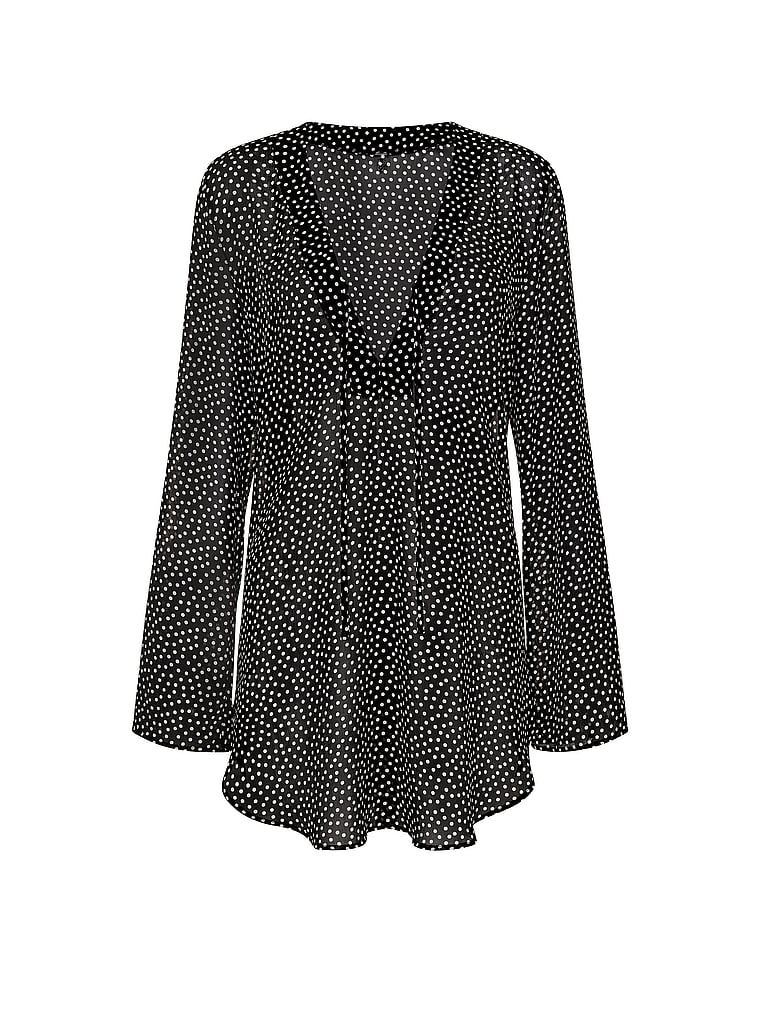 Victoria's Secret, Victoria's Secret Swim Beachwear Sheer Crinkle Tunic Dress, Polka Dot, offModelFront, 3 of 3