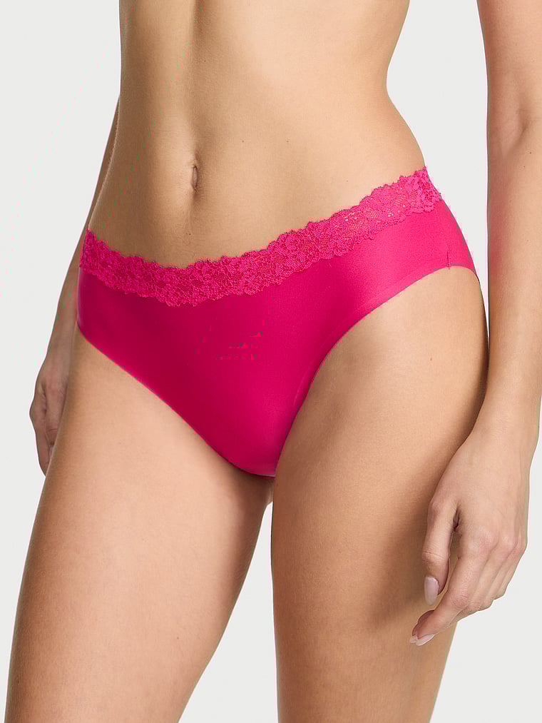 Victoria's Secret, Body by Victoria Body by Victoria Flex Lace-Trim Mid-Rise Bikini Panty, Pop Pink, onModelFront, 1 of 4 Ari is 5'9" and wears Small