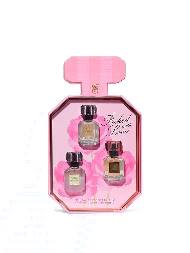 Victoria's Secret, Victoria's Secret 3-Piece Bombshell Mini Eau de Parfum Gift Set ft. Exclusive Bombshell Bouquet, Bombshell, onModelFront, 1 of 3