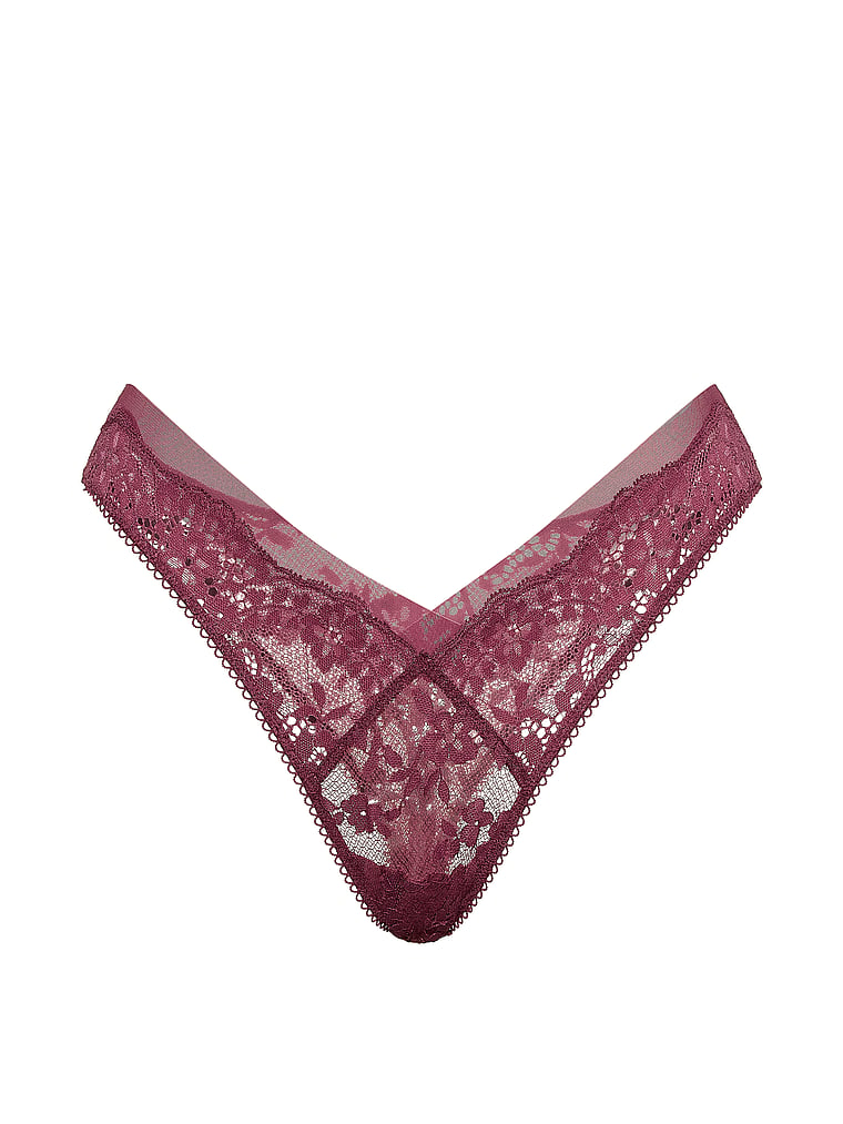 Victoria's Secret, Dream Angels Lace-Trim Brazilian Panty, Morning Rose, offModelFront, 3 of 3