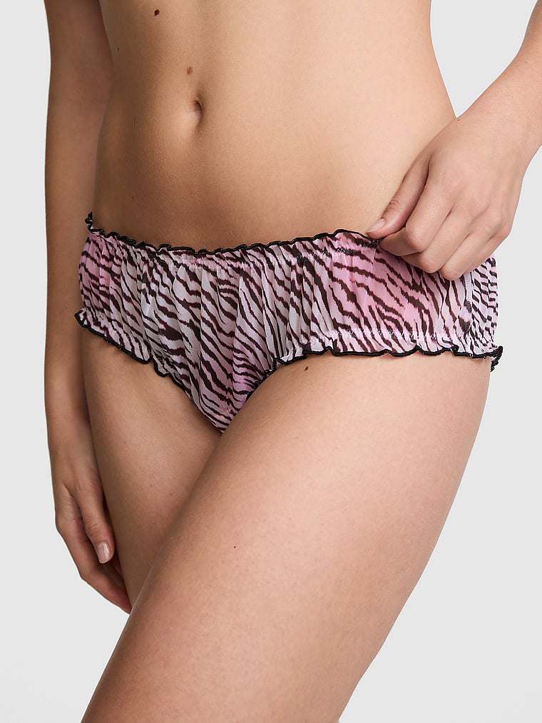 PINK PINK Wink™ Ruﬄe Cheeky Panty, Print, onModelFront, 1 of 3 Taylor is 5'8" and wears Small