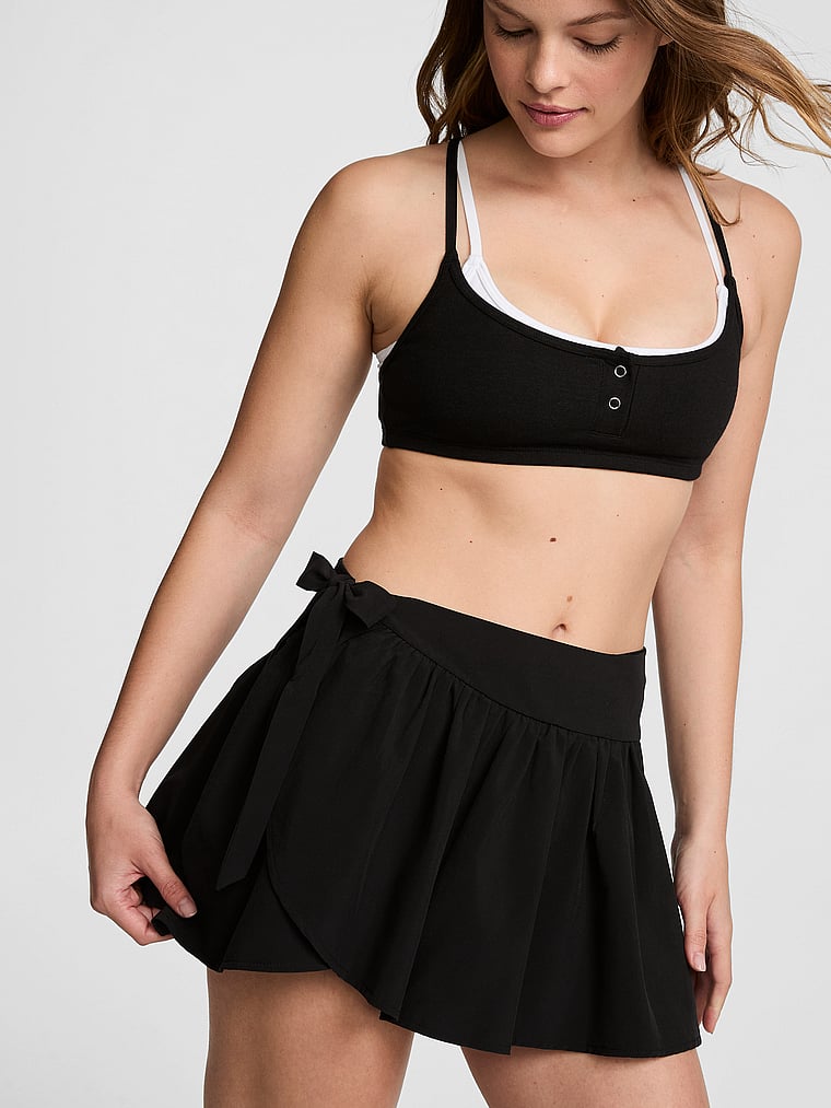 Tech Woven Asymmetrical Side-Tie Skort