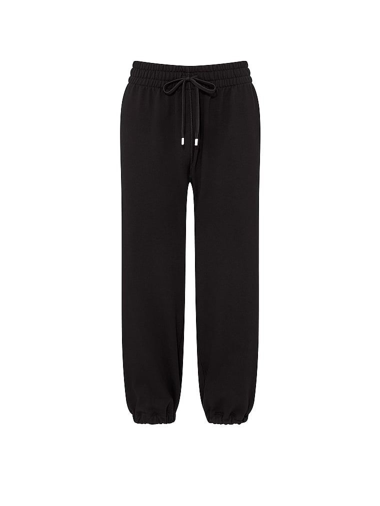 Victoria's Secret, Angel Essentials Off-Duty Terry Crop Jogger Sweatpants, Black, offModelFront, 3 of 3