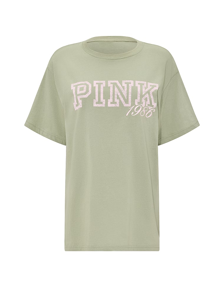 PINK Campus Cotton™ Tee, Slate Green, offModelFront, 3 of 3
