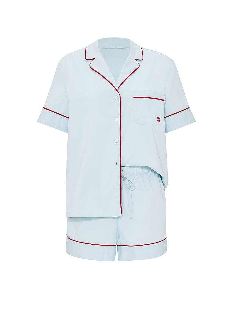 Victoria's Secret, Victoria's Secret Heritage Cotton Short Pajama Set, Celestial Blue, offModelFront, 4 of 5