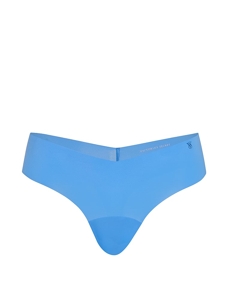 Victoria's Secret, No-Show No-Show Stripe Mesh Thong Panty, Blue Jasper, offModelFront, 3 of 3
