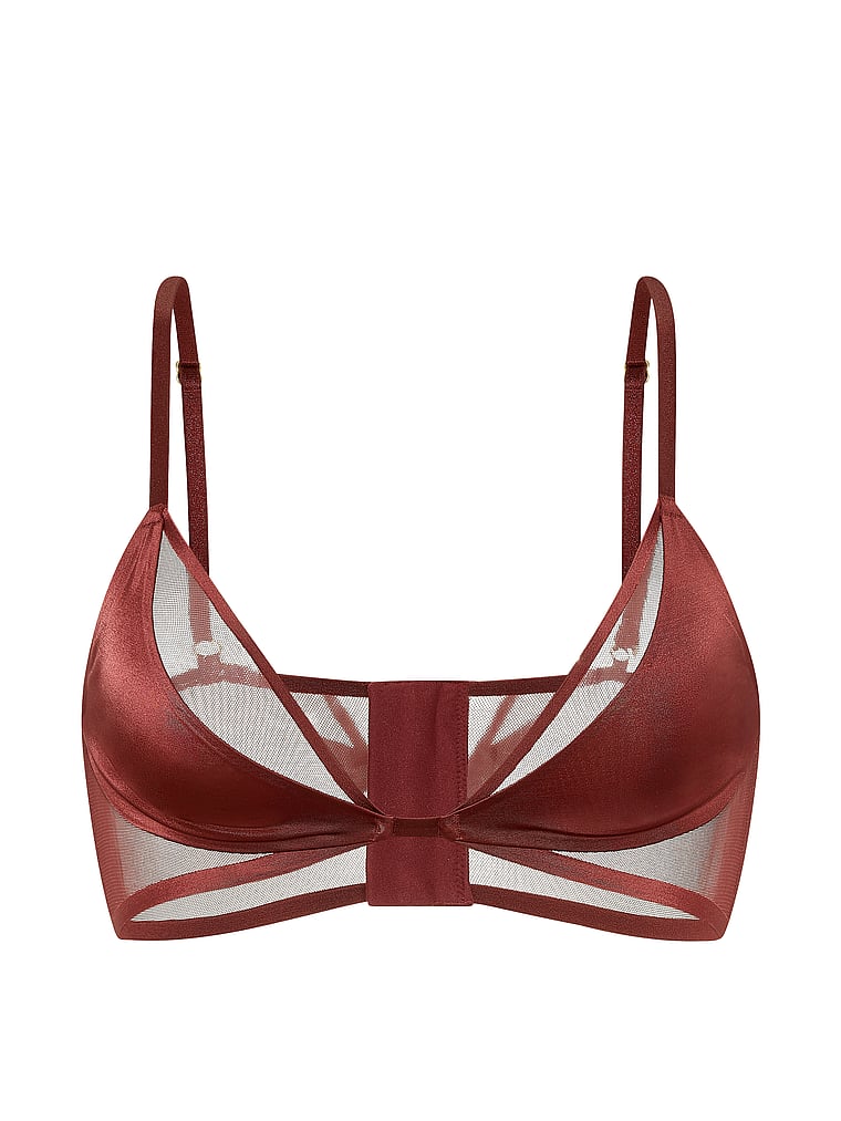 Victoria's Secret, Very Sexy Sheer Reveal Unlined Modern Bralette, Dark Chili, offModelFront, 3 of 3