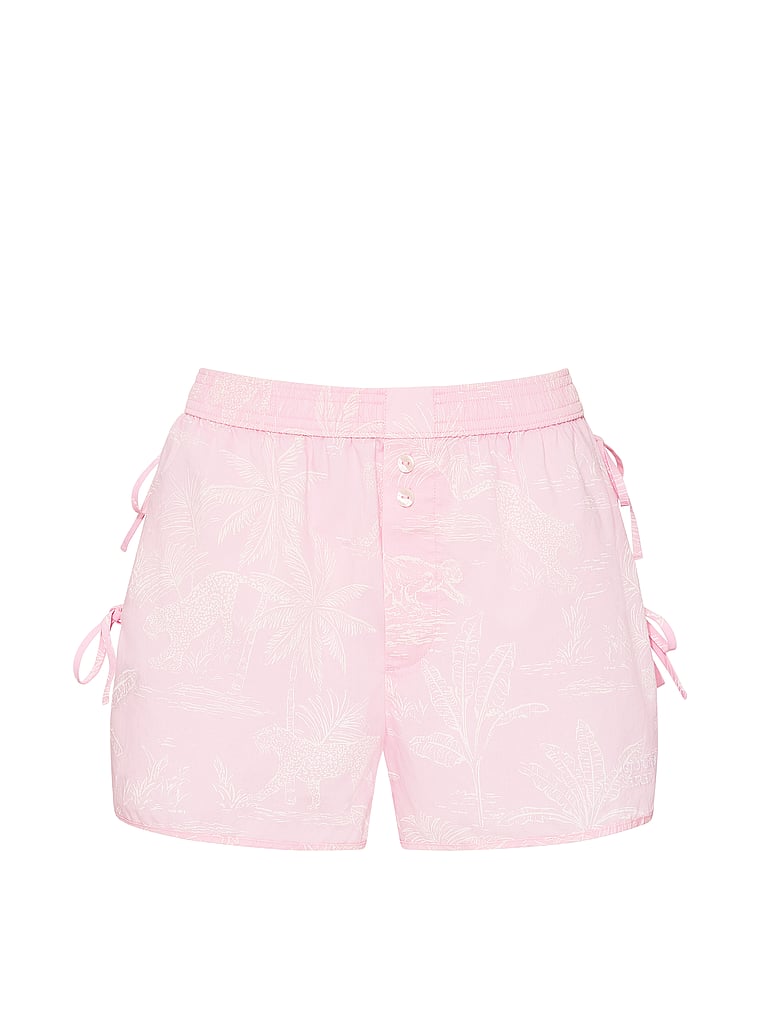 Victoria's Secret, Victoria's Secret Mix & Match Sleep Heritage Cotton Pajama Shorts, Pink Jungle Toile, offModelFront, 3 of 4