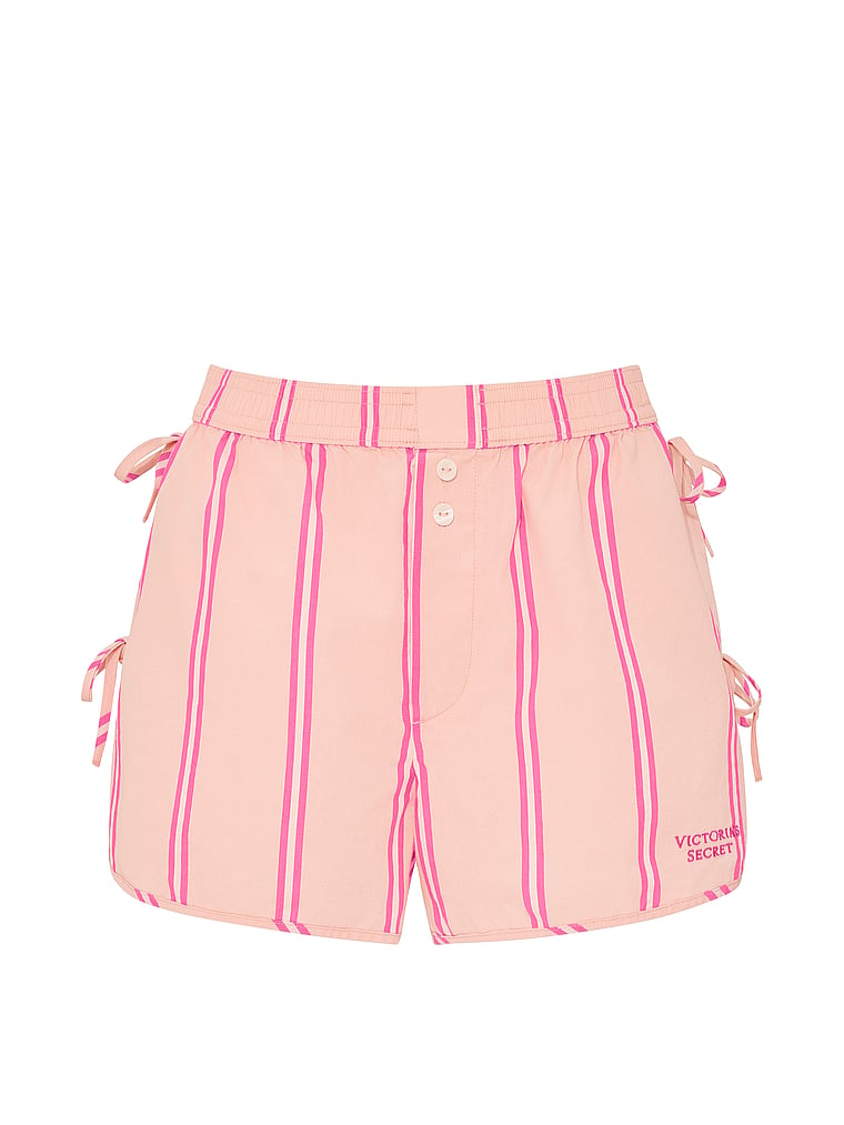 Victoria's Secret, Victoria's Secret Mix & Match Sleep Heritage Cotton Pajama Shorts, Pink Gin Stripes, offModelFront, 4 of 5