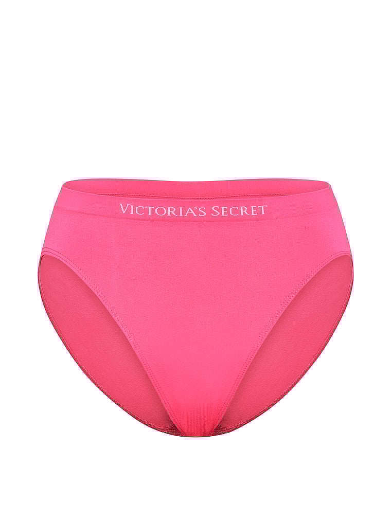 Victoria's Secret, Seamless Seamless High-Leg Brief Panty, Bombshell Pink, offModelFront, 3 of 3