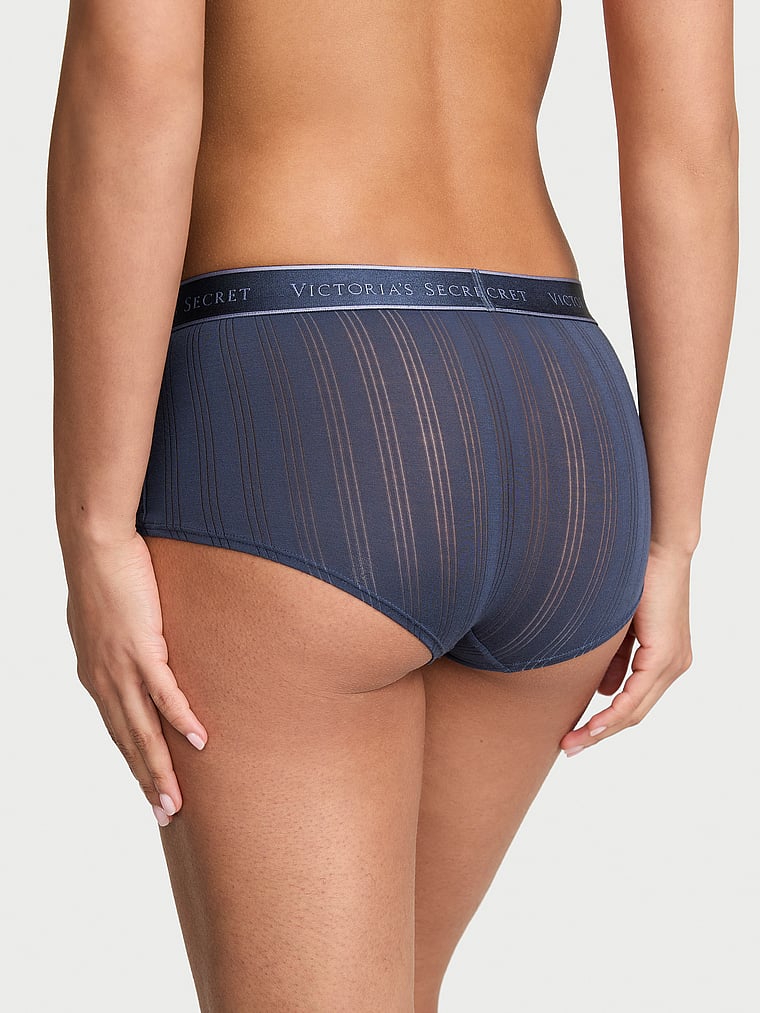 Victoria's Secret, Cotton Logo Cotton Boyshort Panty, Monaco Blue, onModelBack, 4 of 4 Nisaa is 5'9" and wears Small