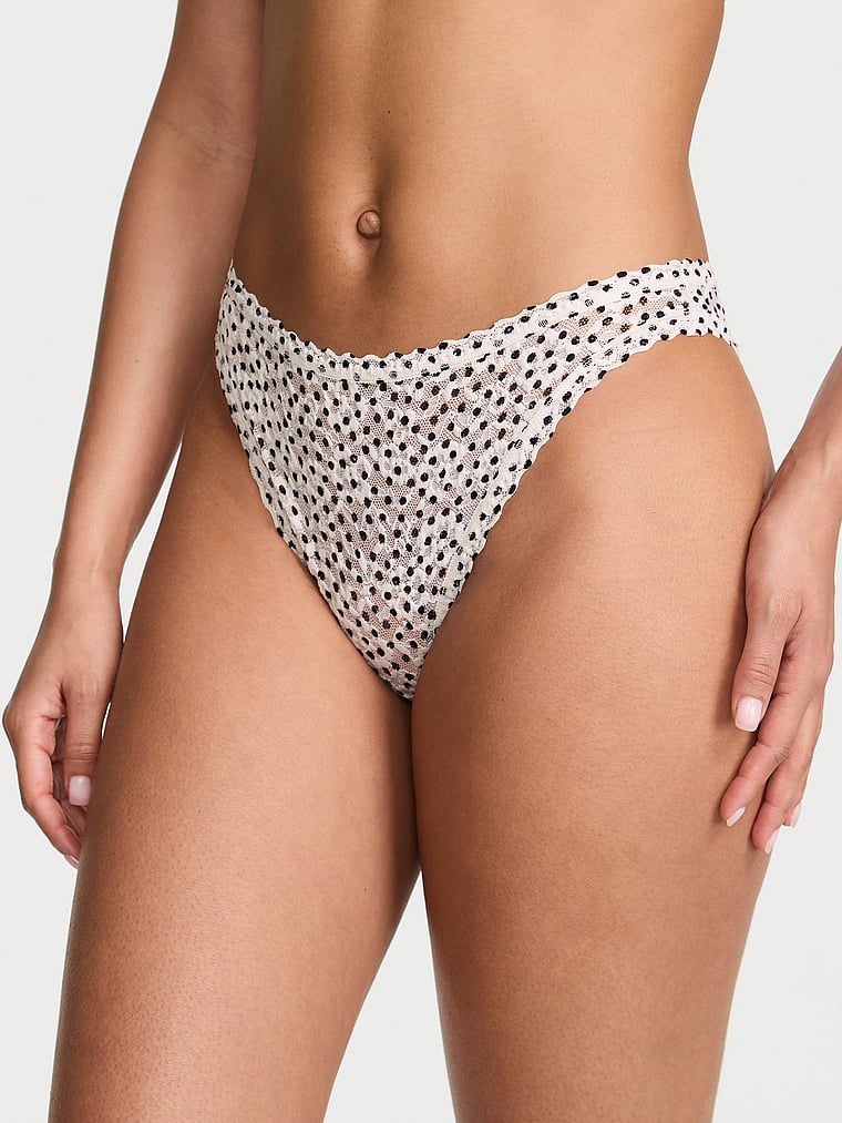 Victoria's Secret, The Lacie Lace Brief Panty, Coconut White, onModelFront, 1 of 3 Nisaa is 5'9" or 175cm and wears Small