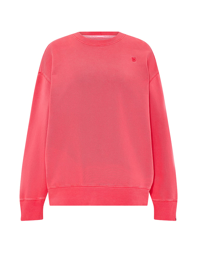 Victoria's Secret, Angel Essentials Iconic Fleece Crewneck Sweatshirt, Poppy, offModelFront, 4 of 4