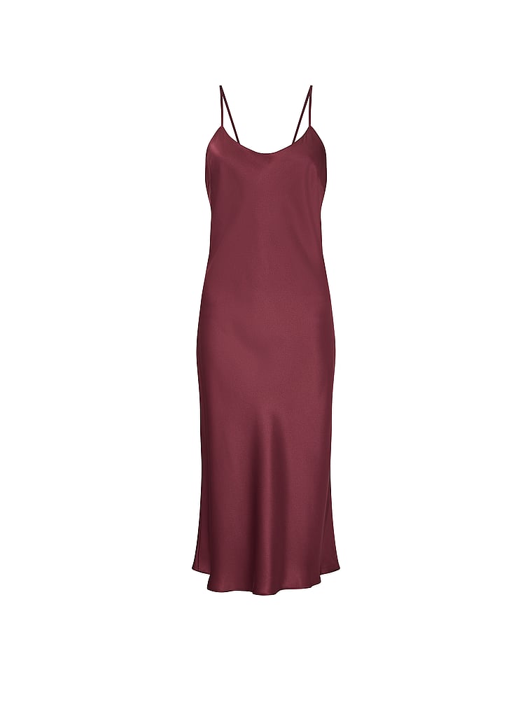 Victoria's Secret, Victoria's Secret Satin Midi Slip Dress, Morning Rose, offModelFront, 3 of 3