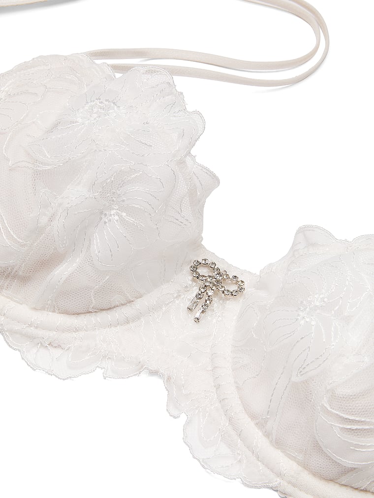 Victoria's Secret, Dream Angels Wicked Unlined Frou Frou Embroidery Balconette Bra, Frou Frou White, detail, 4 of 6