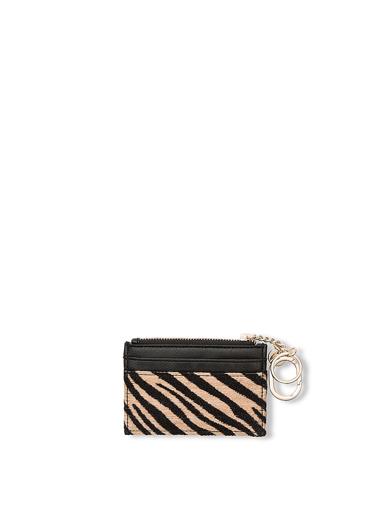 Victoria's Secret, Victoria's Secret Card Holder Keychain, Black Zebra Straw, onModelBack, 2 of 2