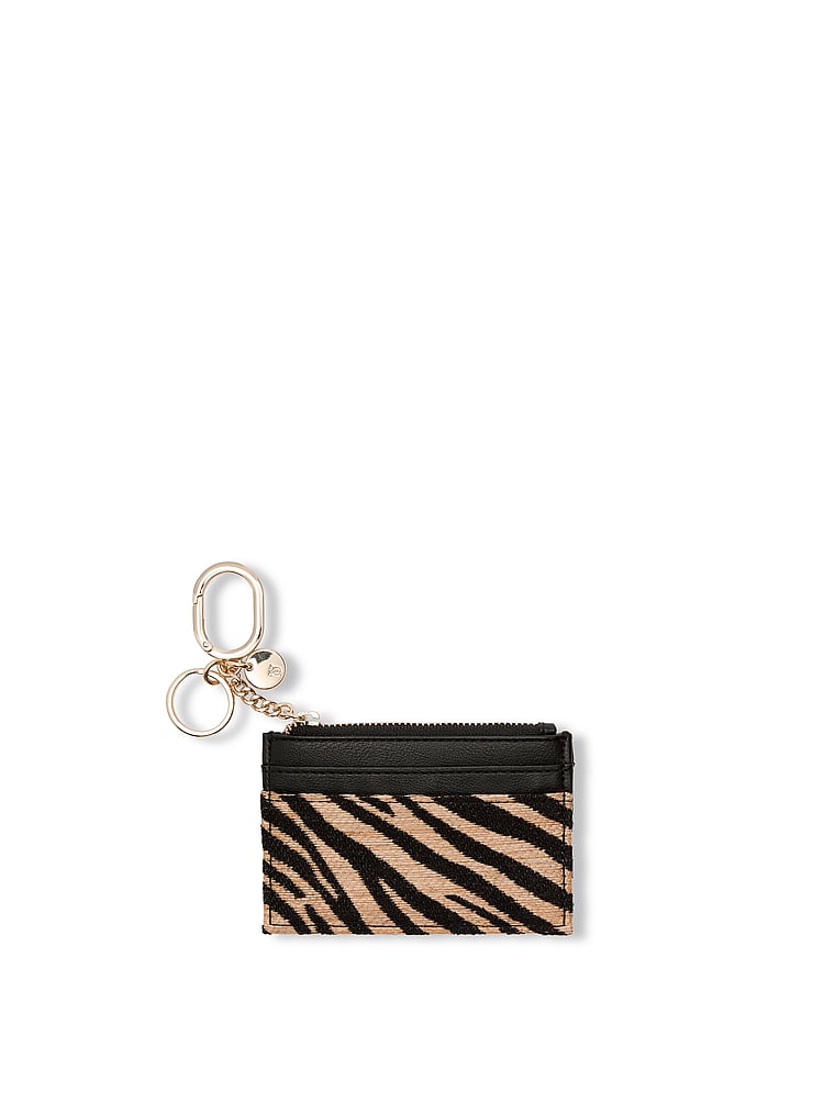 Victoria's Secret, Victoria's Secret Card Holder Keychain, Black Zebra Straw, onModelFront, 1 of 2
