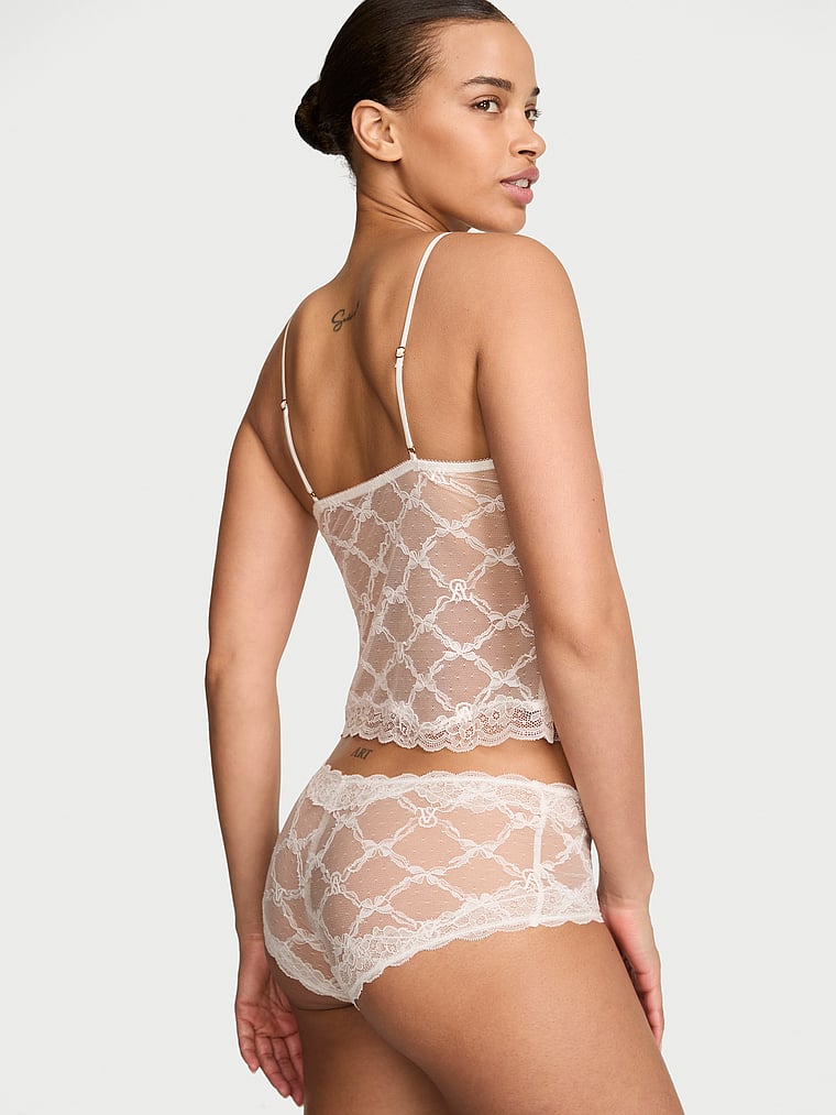 Victoria's Secret, Victoria's Secret Tease Bow Lace Cami Set, Coconut White, onModelBack, 2 of 3 Nisaa is 5'9" and wears Small