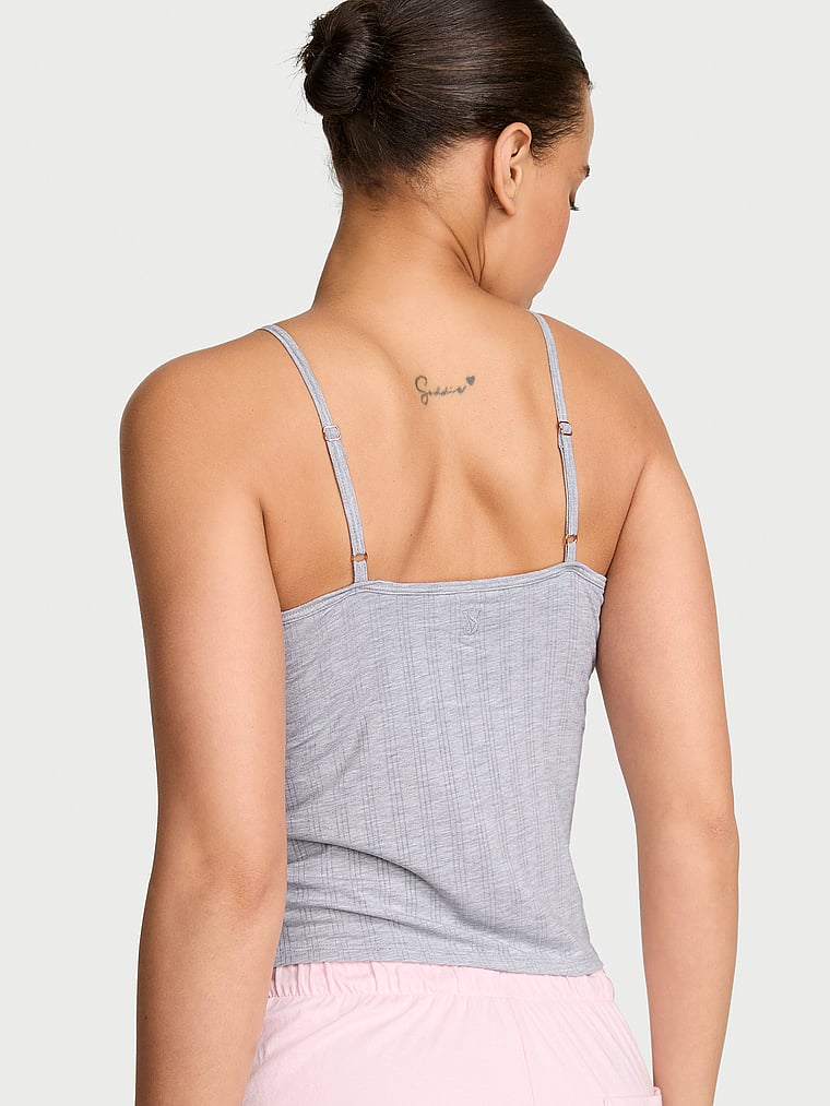 Victoria's Secret, Victoria's Secret SoSoft™ Modal Ultra-Fine Cami Top, Medium Heather Grey, onModelBack, 2 of 4