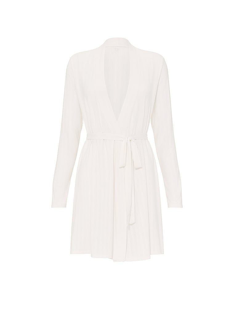 Victoria's Secret, Victoria's Secret SoSoft™ Modal Ultra-Fine Short Robe, Coconut White, offModelFront, 3 of 3