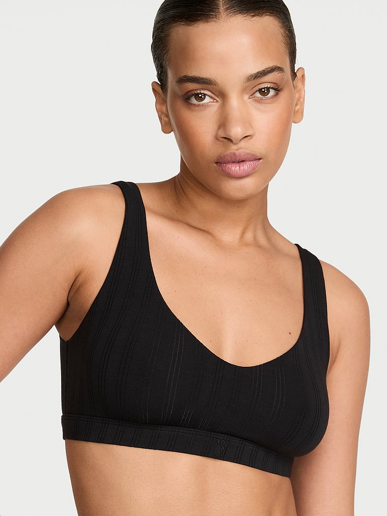 Victoria's Secret, Victoria's Secret SoSoft™ Modal Ultra-Fine Bralette, Black, onModelFront, 1 of 4