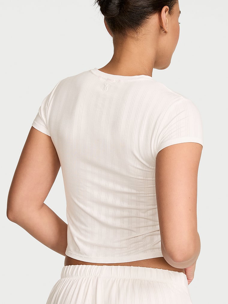 Victoria's Secret, Victoria's Secret SoSoft™ Modal Ultra-Fine Tee, Coconut White, onModelBack, 2 of 4