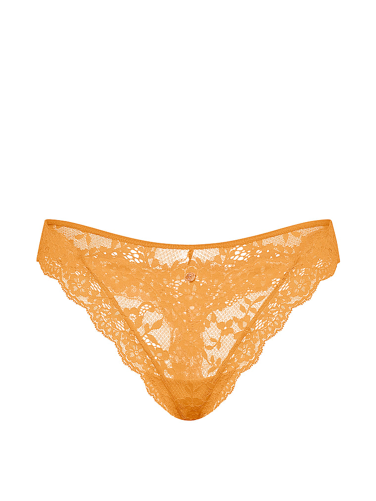 Victoria's Secret, Dream Angels Lace Thong Panty, Signal, offModelFront, 3 of 3