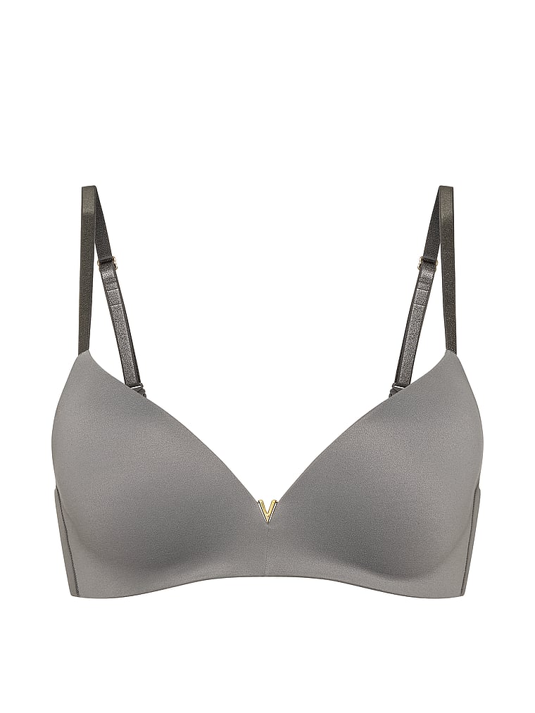 Victoria's Secret, Love Cloud Wireless Push-Up Bra, Steel Grey, offModelFront, 2 of 4