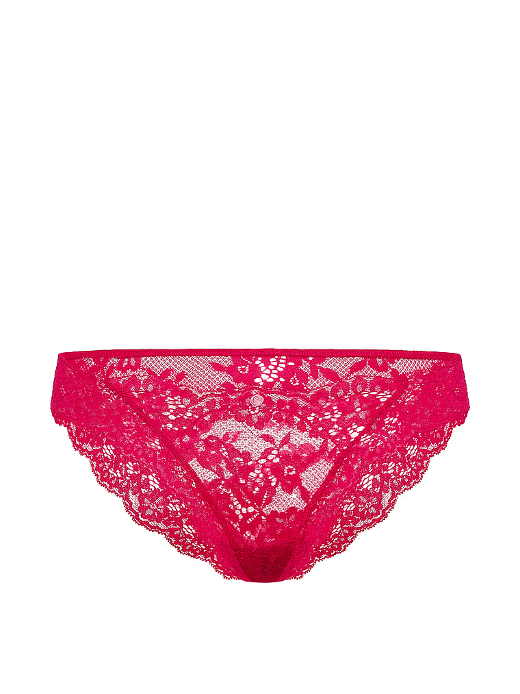 Victoria's Secret, Dream Angels Lace-Trim Bikini Panty, Pink, offModelFront, 3 of 3