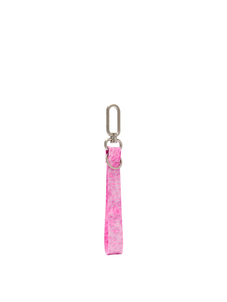 PINK Wristlet Strap Keychain, Pink Leopard Bling, onModelFront, 1 of 2