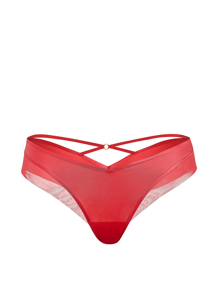 Victoria's Secret, Very Sexy Strappy-Back High-Leg Cheeky Panty, Pink, offModelFront, 4 of 4