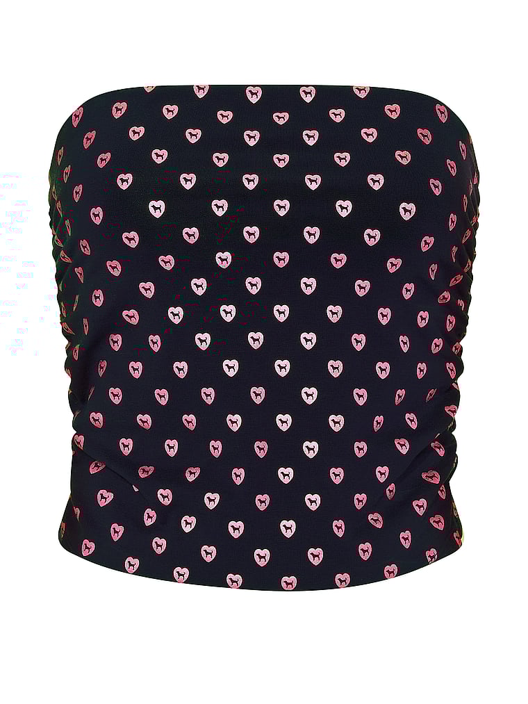 PINK All-Day Cotton™ Tube Top, Noir Navy, offModelFront, 3 of 4