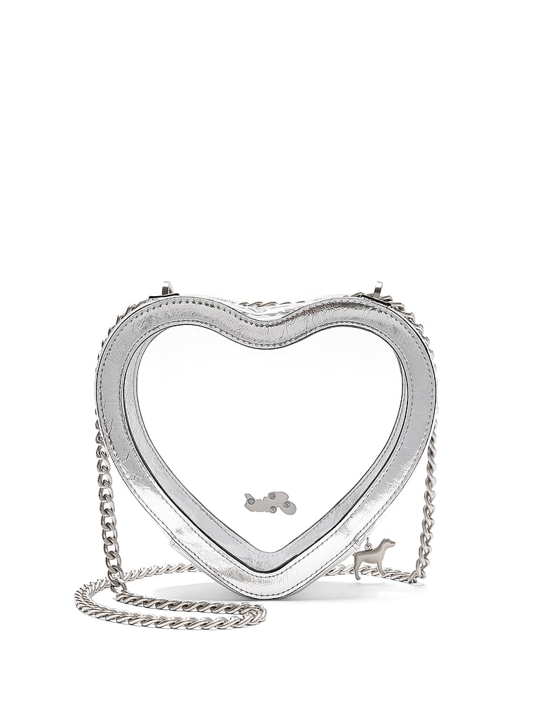 PINK Clear Heart Shoulder Bag, Silver, onModelBack, 2 of 4