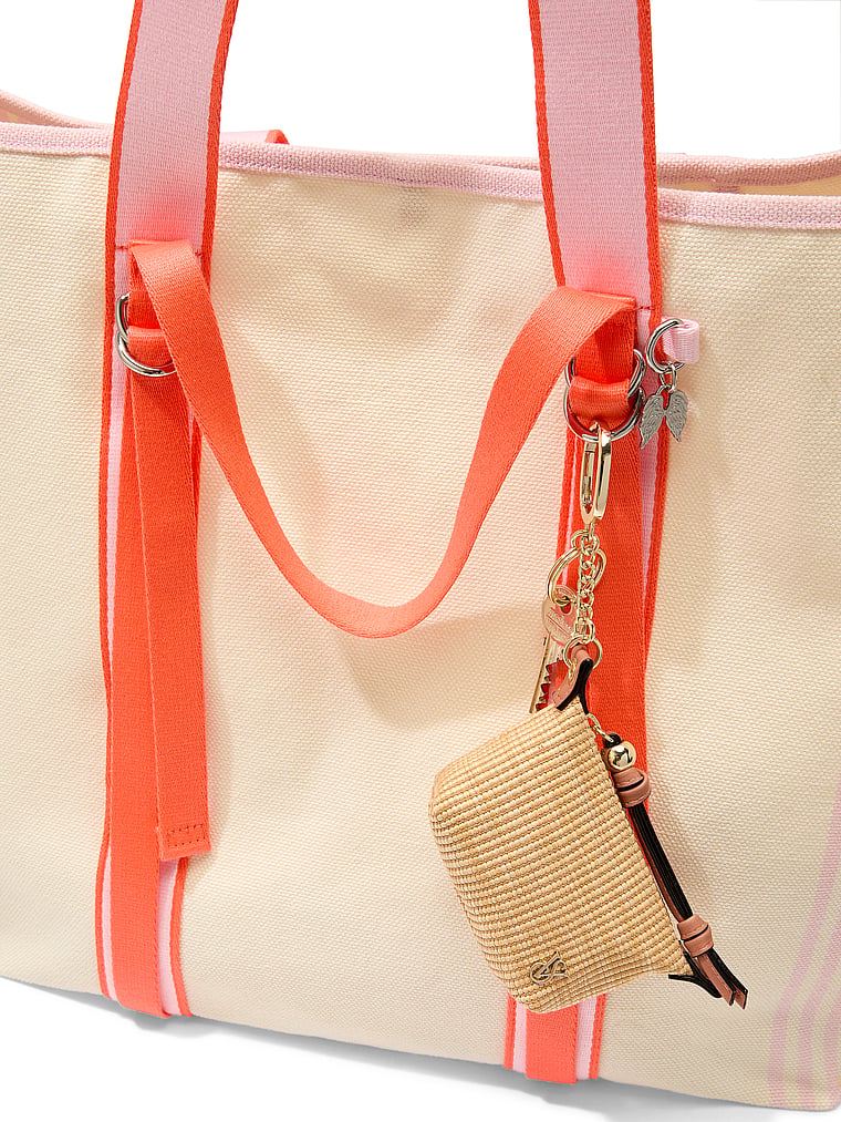 Victoria's Secret, Victoria's Secret Micro Bag Charm Keychain, Straw Tote, onModelBack, 2 of 3