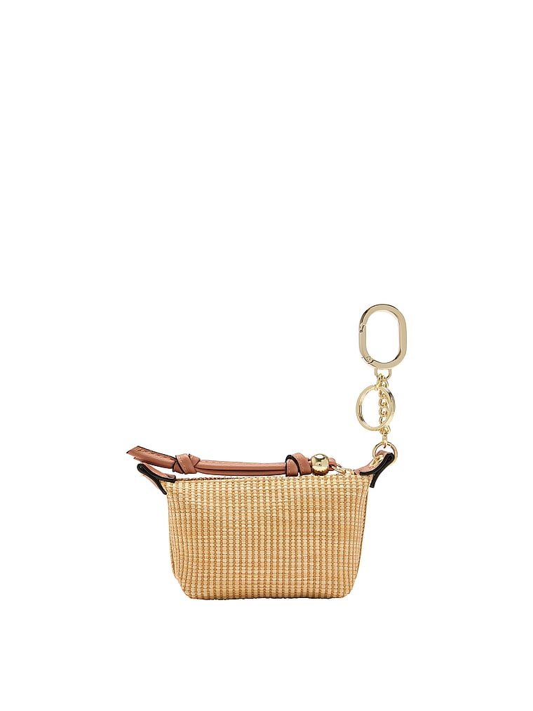 Victoria's Secret, Victoria's Secret Micro Bag Charm Keychain, Straw Tote, onModelSide, 3 of 3