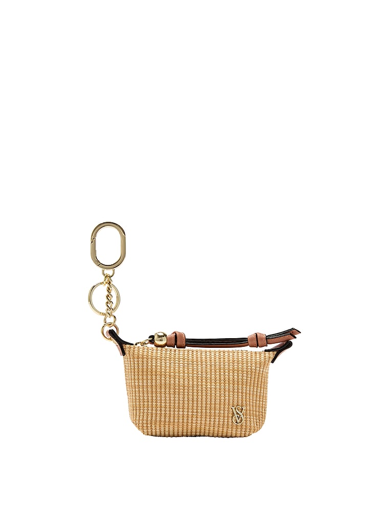 Victoria's Secret, Victoria's Secret Micro Bag Charm Keychain, Straw Tote, onModelFront, 1 of 3