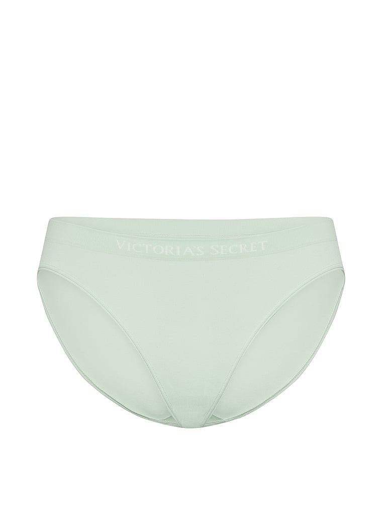 Victoria's Secret, Seamless Seamless Bikini Panty, Mint, offModelFront, 3 of 3