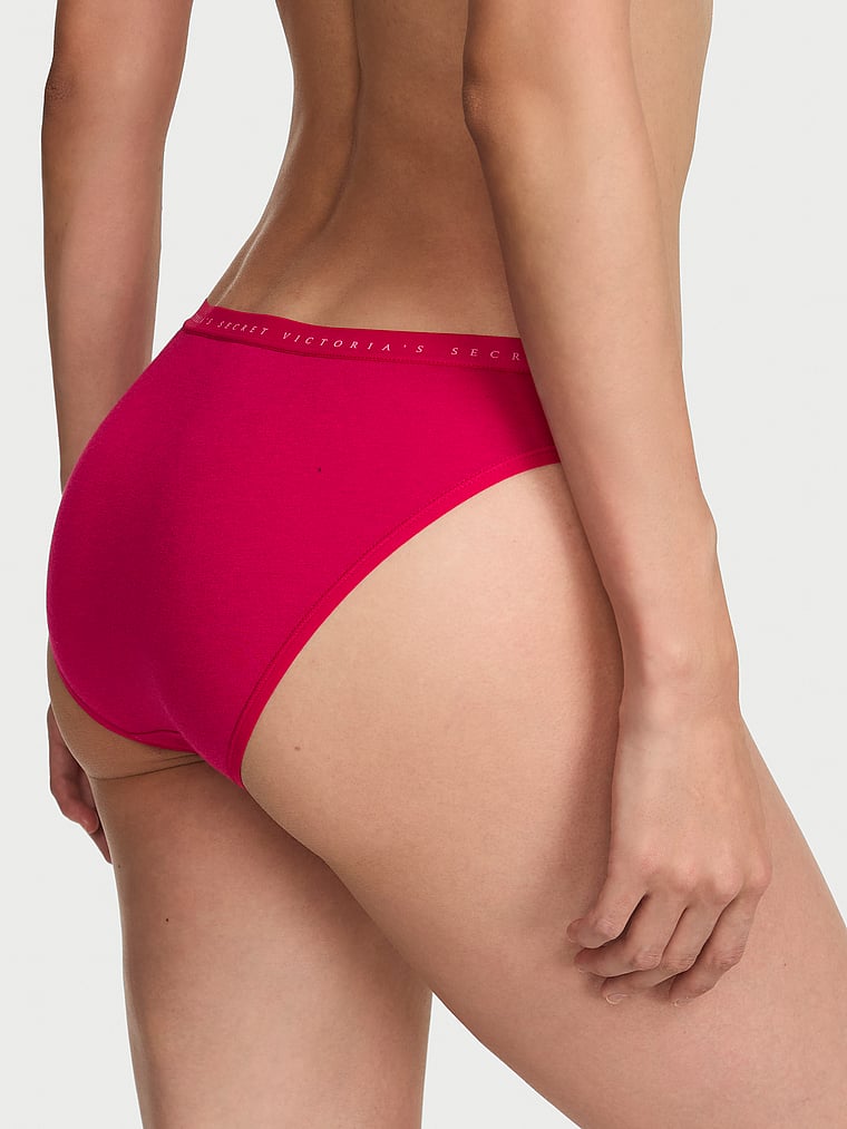 Victoria's Secret, Victoria's Secret Body by Victoria Stretch Cotton Lace-Waist Bikini Panty, Vibrant Fuchsia, onModelBack, 2 of 3 HyunJoo is 5'9" and wears Small