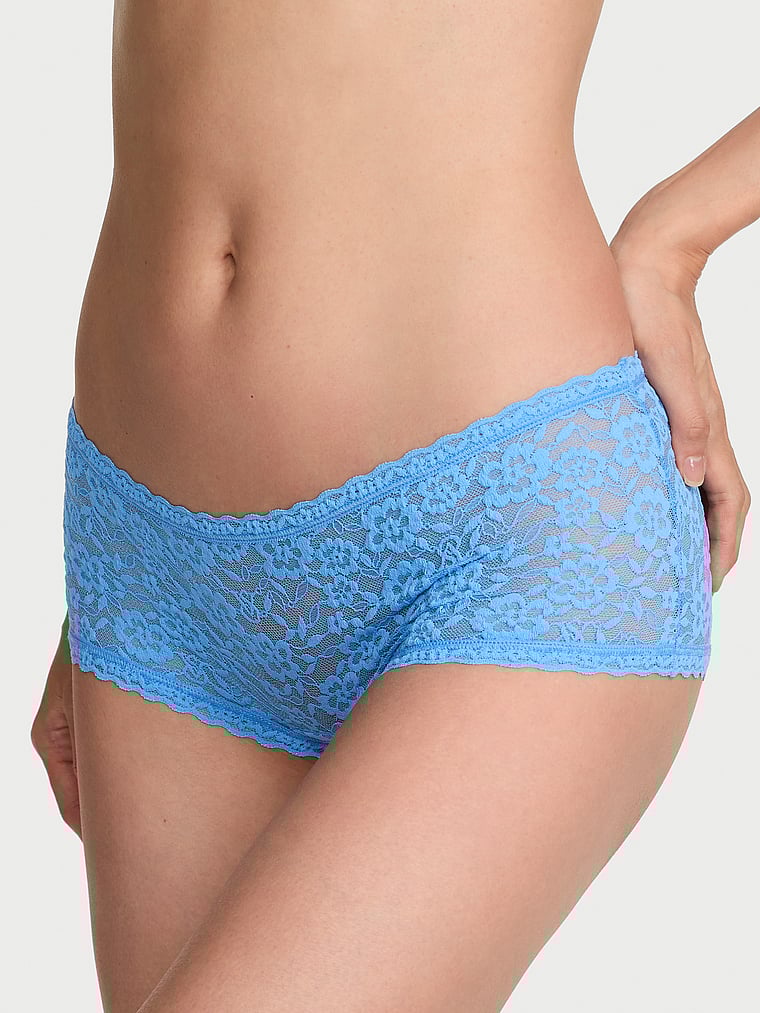 Victoria's Secret, The Lacie Lace Low-Rise Boyshort, Blue Jasper, onModelFront, 1 of 3 HyunJoo is 5'9" and wears Small
