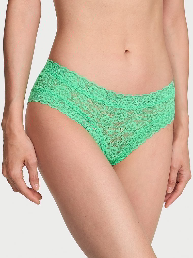 Victoria's Secret, The Lacie Lace Cheeky Panty, Green Grove, onModelFront, 1 of 3 HyunJoo is 5'9" and wears Small