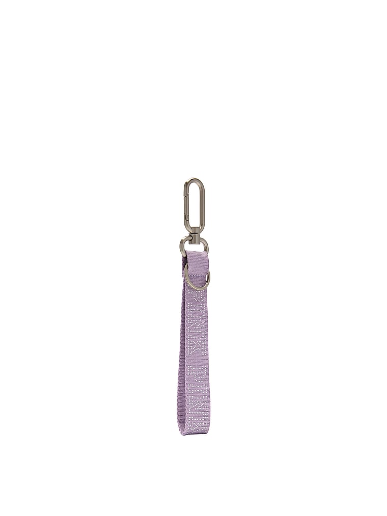 PINK Wristlet Strap Keychain, Lavender Bling Logo, onModelFront, 1 of 2