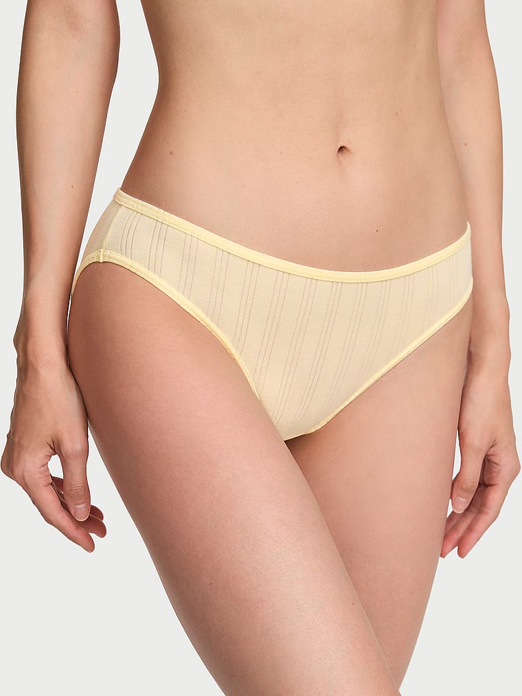 Victoria's Secret, Victoria's Secret Stretch Cotton Rib Bikini Panty, Sunny Honey, onModelFront, 1 of 3 HyunJoo is 5'9" or 175cm and wears Small