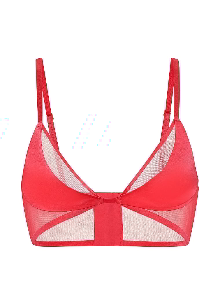 Victoria's Secret, Very Sexy Sheer Reveal Unlined Modern Bralette, Hot Coral, offModelFront, 4 of 4