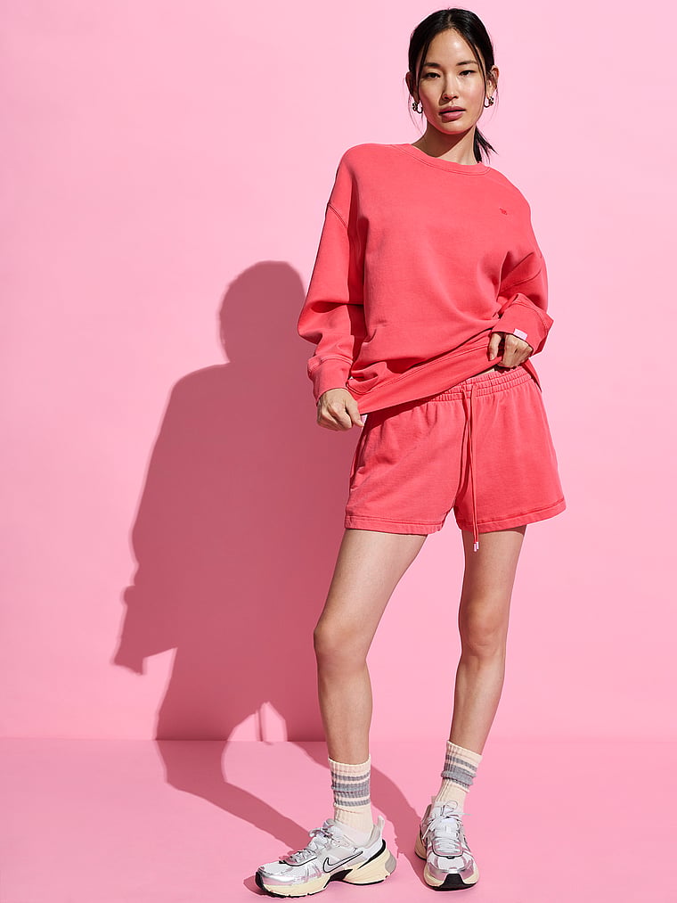 Victoria's Secret, Angel Essentials Iconic Fleece Crewneck Sweatshirt, Poppy, onModelFront, 1 of 4