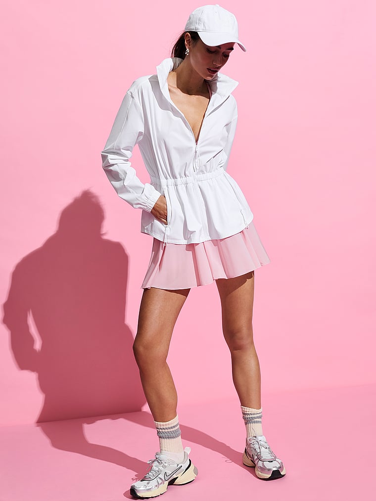 Victoria's Secret, VSX VSX ActiveFlex Cinched Full-Zip Jacket, VS White, onModelFront, 1 of 5